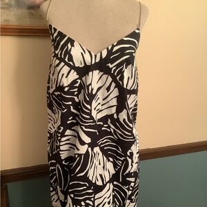 Socapri Abito Boxy Sleeveless Tropical B&W Short Dress 40 IT Chain Straps NWT